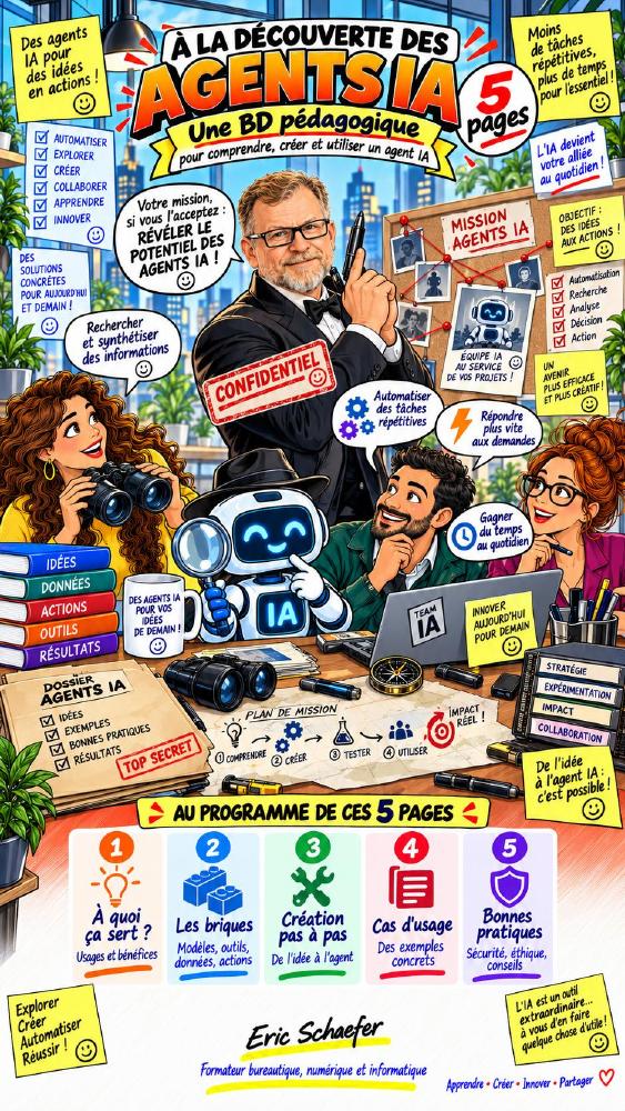 Couverture de la BD pédagogique À la découverte des agents IA