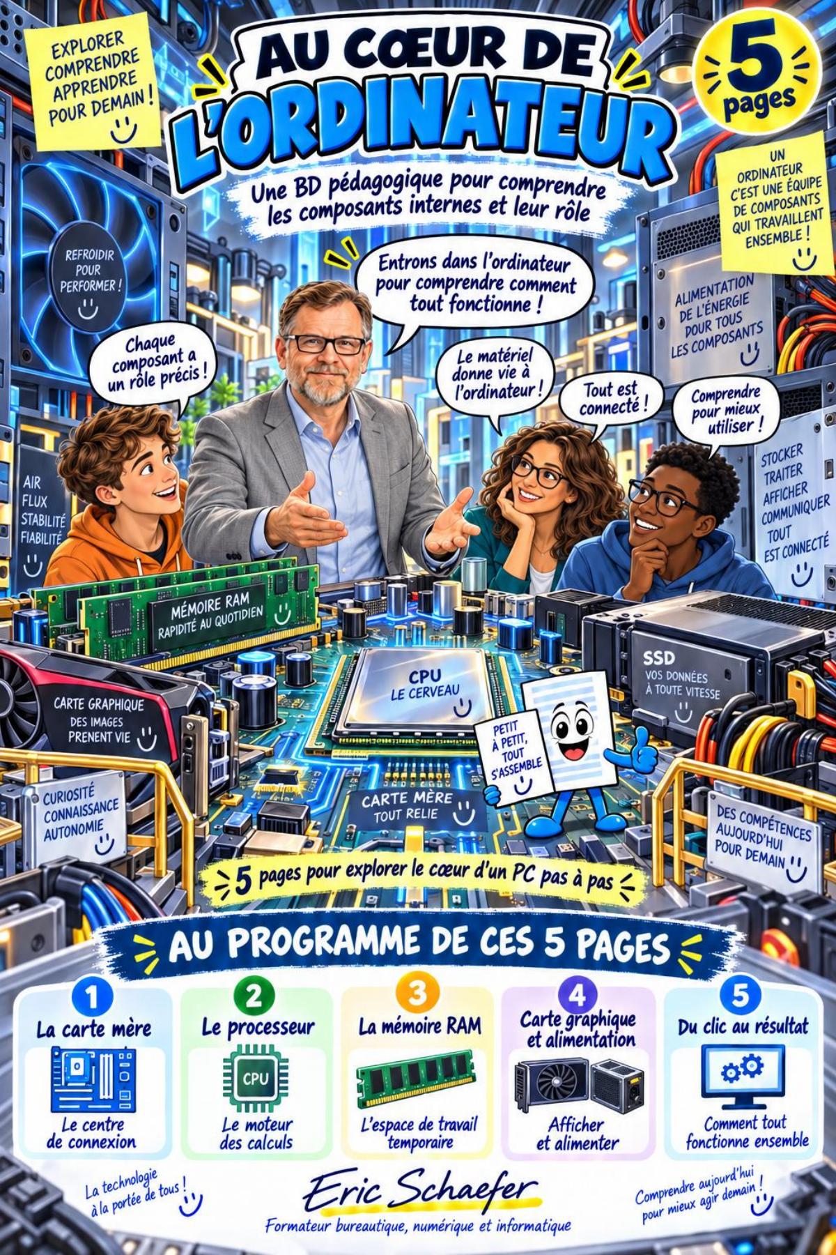 Couverture de la BD pédagogique Au cœur de l’ordinateur