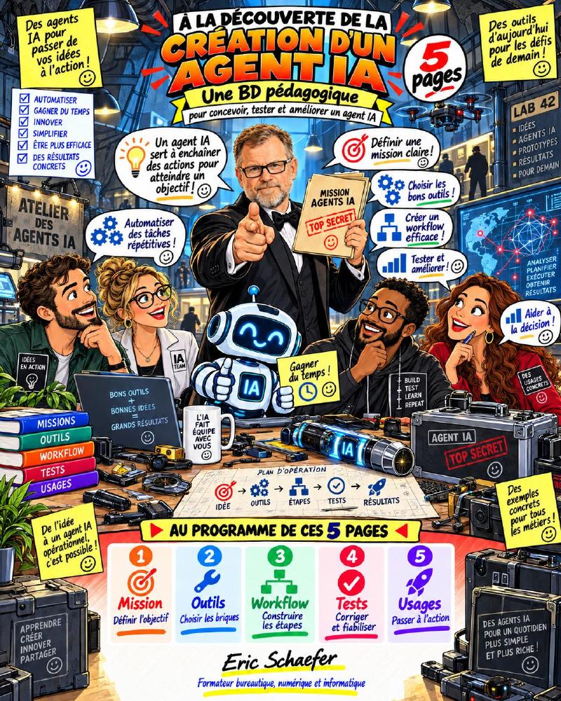 Couverture de la BD pédagogique sur la création d’un agent IA