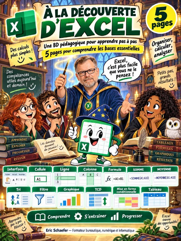 Couverture de la BD pédagogique À la découverte d’Excel