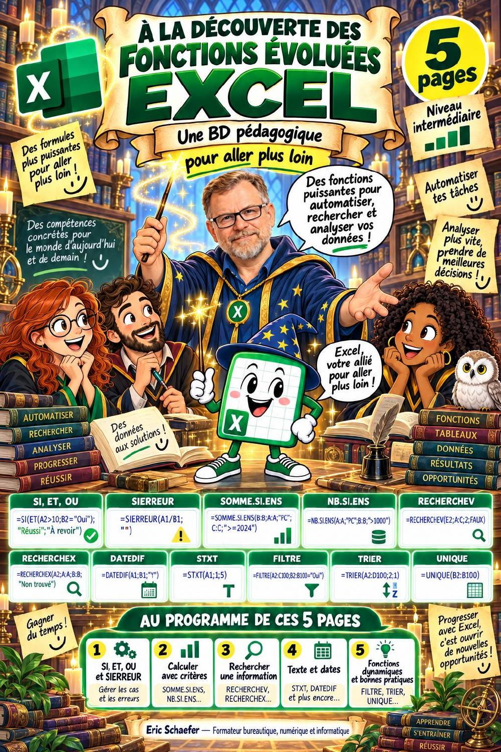 Couverture de la BD pédagogique Excel fonctions évoluées
