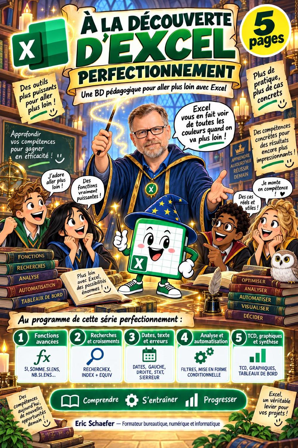 Couverture de la BD pédagogique À la découverte d’Excel perfectionnement