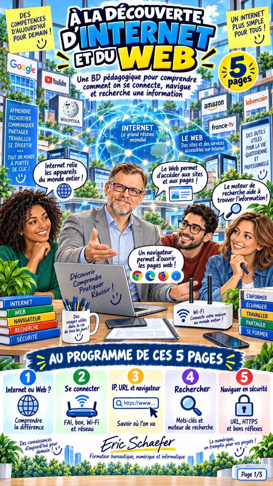 Couverture de la BD pédagogique À la découverte d’Internet et du Web