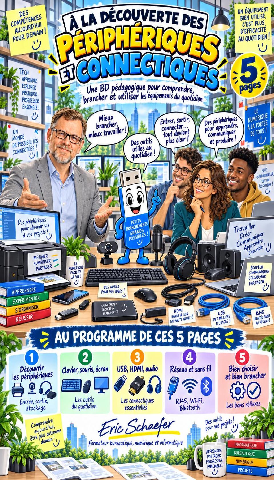 Couverture de la BD pédagogique À la découverte des périphériques et connectiques