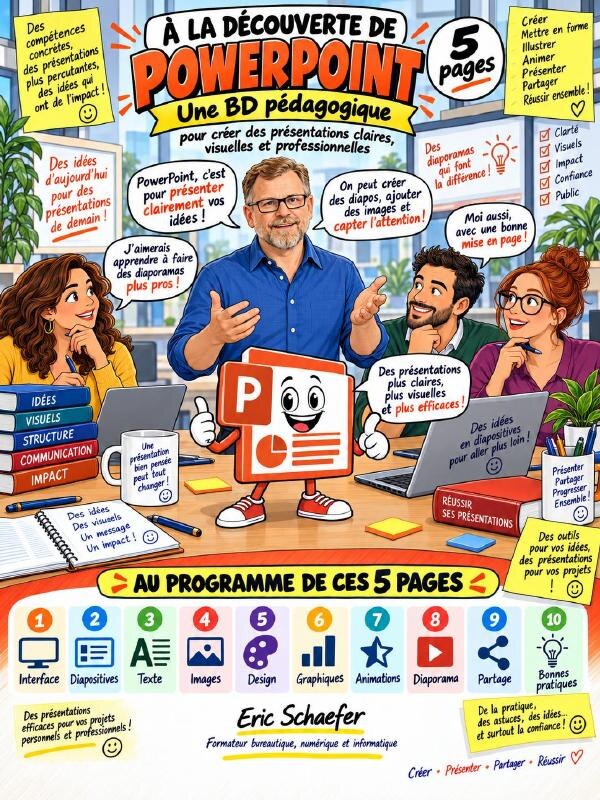 Couverture de la BD pédagogique À la découverte de PowerPoint