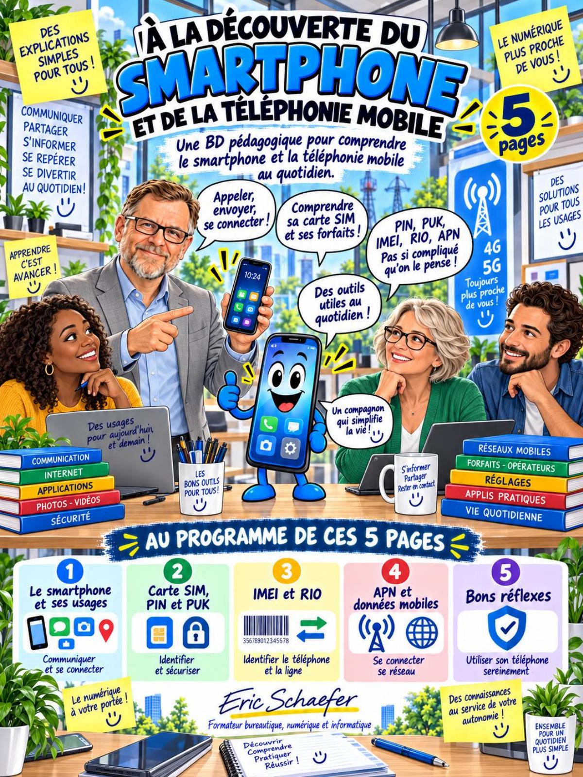 Couverture de la BD pédagogique À la découverte du smartphone